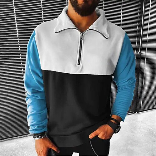 

Homme Sweat shirt Sweat zippé Jaune Rouge Bleu Kaki Demi fermeture éclair Bloc de couleur Patchwork Sport Loisir du quotidien Vacances Vêtement de rue basique Décontractées Printemps Automne