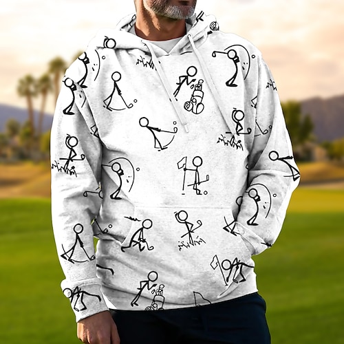 

Men's Golf Clothes Golf Hoodie Golf Pullover Breathable Quick Dry With Pockets Long Sleeve Golf Apparel Golf Clothes Regular Fit Printed Spring Autumn Tennis Golf Pickleball