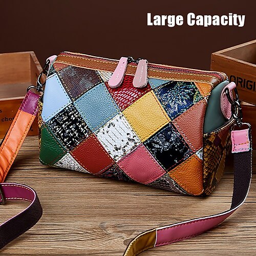 

Women's Crossbody Bag Shoulder Bag Hobo Bag Leather Daily Holiday Zipper Large Capacity Waterproof Lightweight Patchwork color