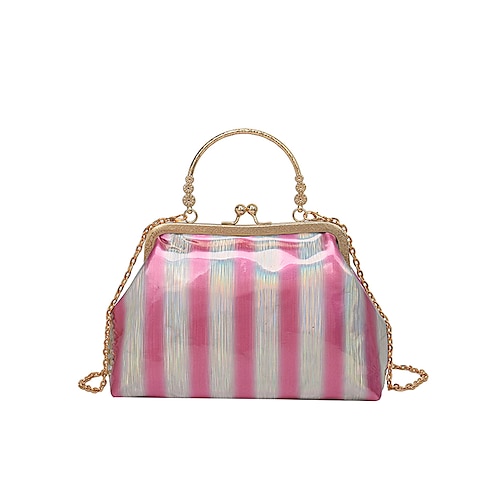 

Mulheres Bolsa de Mão Evening Bag Couro PU Natal Corrente Grande Capacidade Prova-de-Água Anti poeira Geométrica Preto Rosa claro Dourado