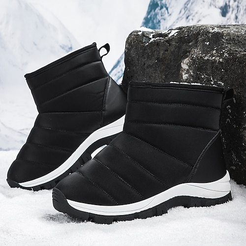 

Women's Boots Snow Boots Winter Boots Outdoor Daily Fleece Lined Booties Ankle Boots Winter Flat Heel Round Toe Fashion Casual Comfort Faux Leather Loafer Solid Color Black White Green