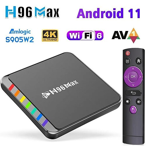 

Caja de tv inteligente android 11 s905w2 4 gb 32 gb 64 gb av1 quad core wifi6 4k h96 max w2 decodificador reproductor multimedia caja de tv