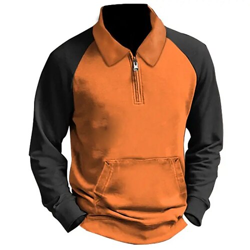 

Hombre Sudadera Sudadera con cremallera Naranja Media cremallera Bloque de color Retazos Víspera de Todos los Santos Deporte Diario Ropa de calle Básico Casual Primavera Otoño Ropa Sudaderas con