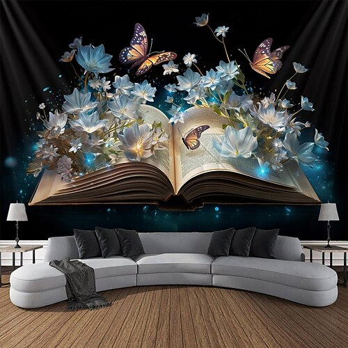 

Conte de fées livre suspendu tapisserie art mural grande tapisserie murale décor photographie toile de fond couverture rideau maison chambre salon décoration