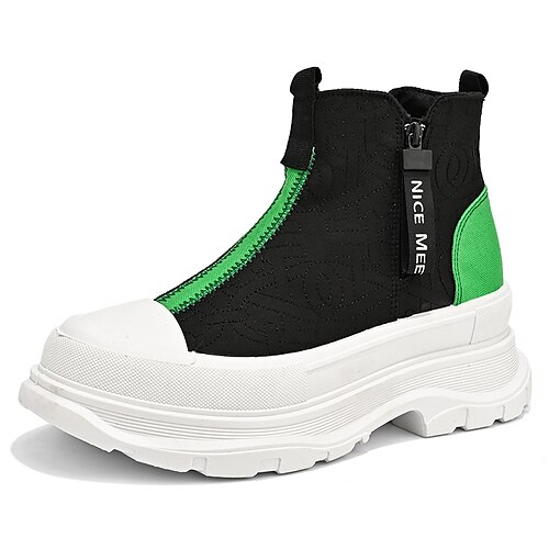 

Hombre Botas Botas de moda Casual Diario Tejido Cómodo Mitad de Gemelo Cremallera Negro y blanco Anaranjado y Negro Negro verde Invierno