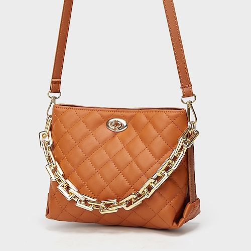 

Mujer Bolso bandolera Bolsa de hombro Cuero de PU Fiesta Diario Cremallera Ajustable Ligero Duradero Plaid Negro Blanco Rosa