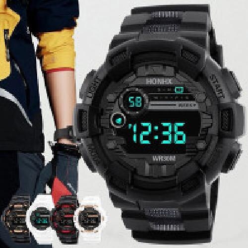 

Damen Herren Kinder Digitaluhr Outdoor Sport Mode Armbanduhr Leuchtwecker LED Hintergrundbeleuchtung Kalender Silikonuhr