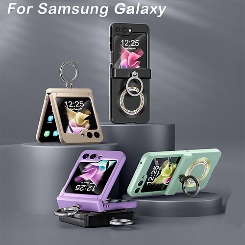 

Handy Hülle Handyhüllen Für Samsung Galaxy Z Flip 5 Magnetischer Adsorptionsfall und Displayschutzfolie Bling Strass Kristalldiamant PC