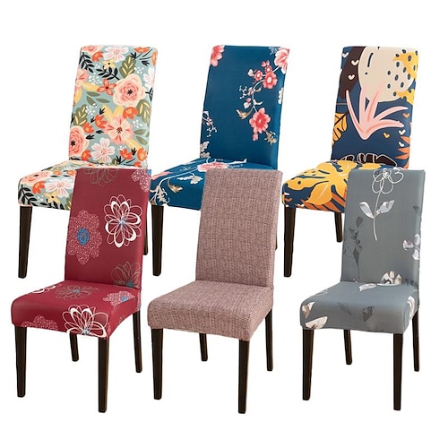 

Flowers Dining Chair Cover Farmhouse Stretch Chair Seat Slipcover Spandex Washable Cover Kitchen Protector for Dining Room Wedding Ceremony Durable