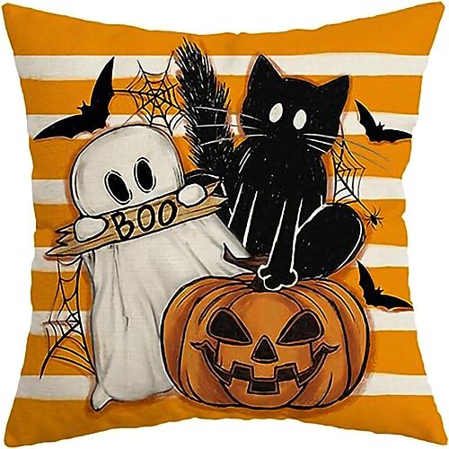 

Halloween Double Side Pillow Cover 4PC Tarot Sun and Moon Soft Decorative Square Cushion Case Pillowcase for Bedroom Livingroom Sofa Couch Chair Pumpkin Cat Bat Tree Boo Decoration Holiday