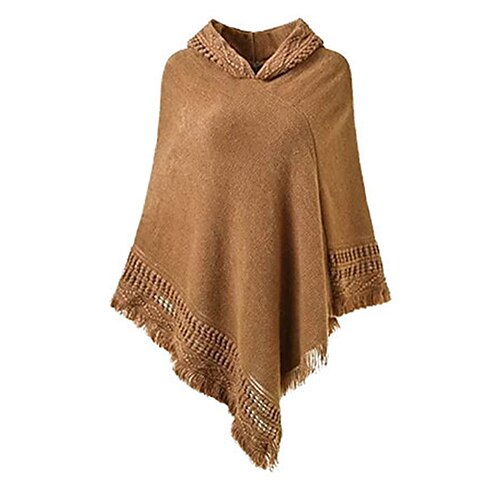 

Damen Poncho Pullover Strickwaren Gerippt Stricken Quaste Feste Farbe Mit Kapuze Stilvoll Brautkleider schlicht Täglich Ausgehen Herbst Winter Schwarz Weiß Rosa Einheitsgröße