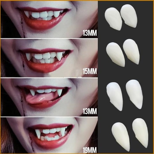 

9PCS Tricking Props Halloween Vampire Zombie False Teeth Simulation Teeth Props Makeup Ball Tooth glue