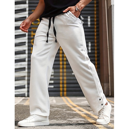 

Hombre Pantalones de Deporte Pantalón Jogger Pantalones Pantalones deportivos de pierna recta Correa Cintura elástica Plano Comodidad Transpirable Exterior Diario Noche 100% Algodón Moda Casual Blanco