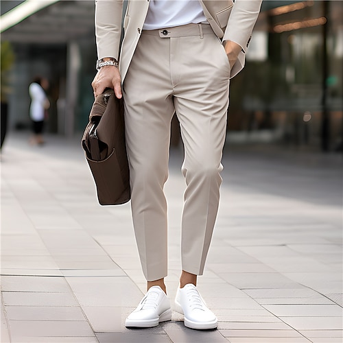 

Homme Pantalon Chino Pantalons décontractés Poche avant Plein Confort Respirable Casual du quotidien Vacances Mode basique Noir Blanche