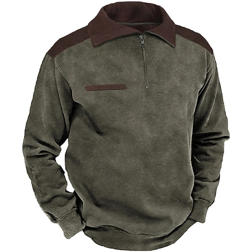 

Hombre Sudadera Sudadera con cremallera Verde Ejército Media cremallera Bloque de color Deporte Diario Festivos Ropa de calle Básico Casual Primavera Otoño Ropa Sudaderas con capucha Sudaderas