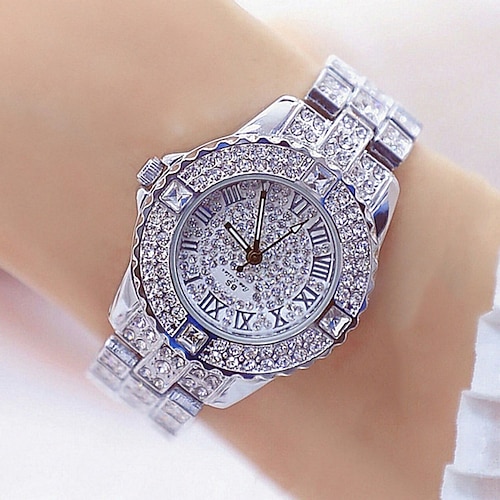 Bee Sister Women Quartz Watch Diamond Chronograph Fashion Wristwatch Waterproof Decoration Stainless Steel Strap Watch