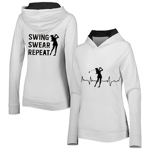 

Damen Passende Outfits Golf-Hoodie Golfpullover Atmungsaktiv Schnelltrocknend Mit Taschen Langarm Golfbekleidung Golfkleidung Regular Fit Bedruckt Frühling Herbst Tennis Golfspiel Pickleball