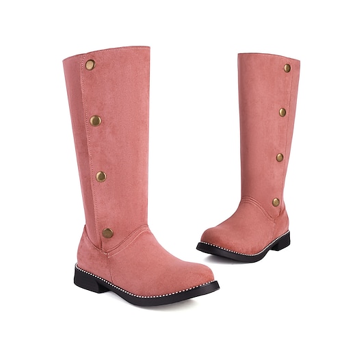 

Damen Stiefel Wildlederschuhe Springerstiefel Arbeitsschuhe Arbeit Täglich Stiefel mit mittlerer Wade Winter Schnalle Plattform Elegant Komfort Minimalismus Fliegendes Weben Feste Farbe Schwarz Rosa