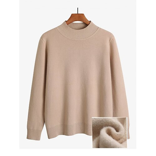

Mujer Suéter de punto Puente Estriado Tejer Retazos Color sólido Cuello Barco Elegante Casual Diario Noche Otoño Invierno Negro Blanco M L XL