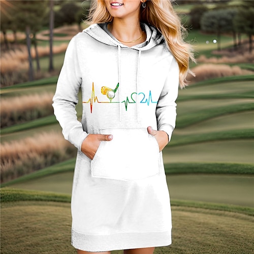 

Mujer Vestido de tenis vestido de golf Transpirable Secado rápido Dispersor de humedad Manga Larga Vestidos Traje de tenis Con Capucha Impreso Primavera Otoño Tenis Golf pepinillo