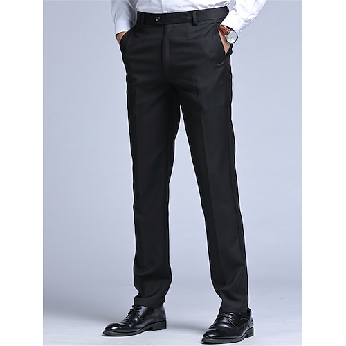 

Hombre pantalones de traje Pantalones Pantalones de traje Bolsillo Plano Oficina Negocio Casual Moda Básico Negro Azul Marino