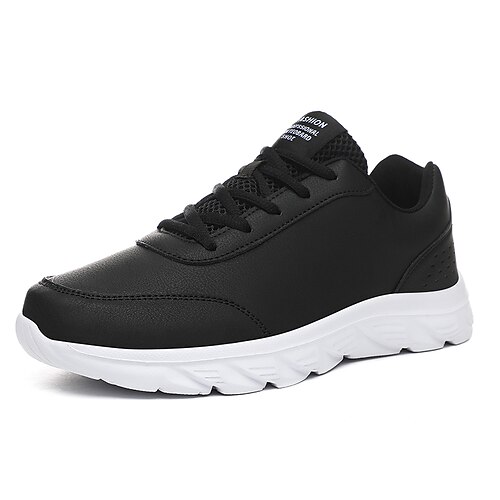 Men's Casual Shoes Light Soles Comfort Shoes Sporty Casual Daily PU Breathable  Comfortable Lace-up Black / White Black Gray Spring Fall 2024 - $32.99