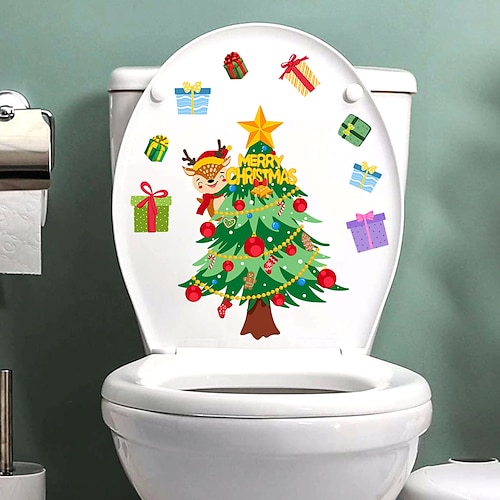 

Weihnachtsbaum-Geschenkaufkleber, Toilettenaufkleber, Hintergrundwand, Toilettendekoration, Wandaufkleber