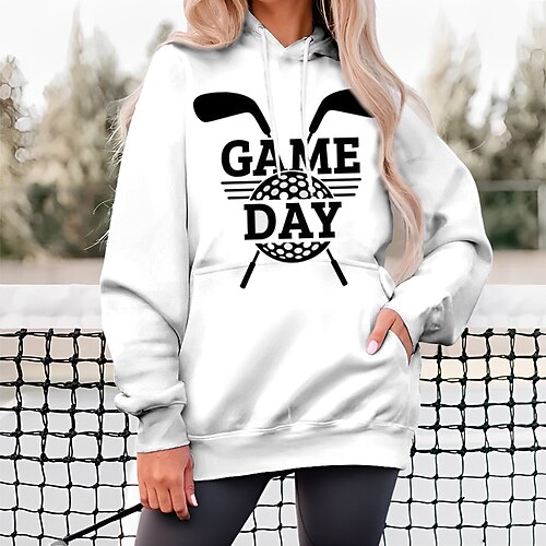 

Damen Golfkleidung Golf-Hoodie Golfpullover Atmungsaktiv Schnelltrocknend Mit Taschen Langarm Golfbekleidung Golfkleidung Regular Fit Buchstabe Bedruckt Frühling Herbst Tennis Golfspiel Pickleball