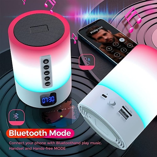 

sensor de toque luz noturna bt alto-falante despertador com ruído branco regulável luz branca quente 48 cores rgb mudando presente perfeito para meninos e meninas adolescentes