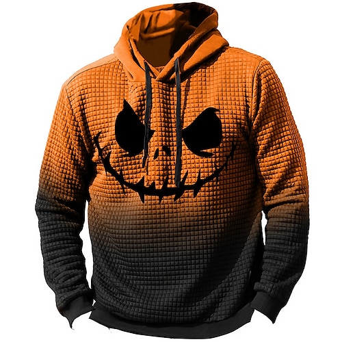 

Karikatur Farbblock Grafik-Drucke Täglich Klassisch Brautkleider schlicht Herren 3D-Druck Zur Seite fahren Halloween Festtage Ausgehen Hoodies Waffel-Hoodie Gelb Blau Orange Langarm Mit Kapuze