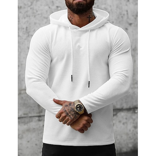 

Hombre Sudadera Negro Blanco Con Capucha Plano Deporte Diario Festivos Ropa de calle Fresco Casual Primavera Otoño Ropa Sudaderas con capucha Sudaderas