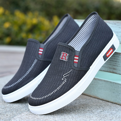 

Hombre Zapatos de taco bajo y Slip-On Mocasines de Confort Mocasines de Tela Zapatos de Paseo Vintage Casual Exterior Diario Tejido Templado Altura Incrementando Cómodo Cordones Negro Azul Gris