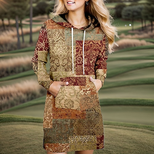 

Damen Golfkleid Kapuzenkleid warm Atmungsaktiv Feuchtigkeitsableitung Langarm Golf-Oberbekleidung Shirt Kordelzug Mit Kapuze Bedruckt Frühling Herbst Tennis Golfspiel Pickleball