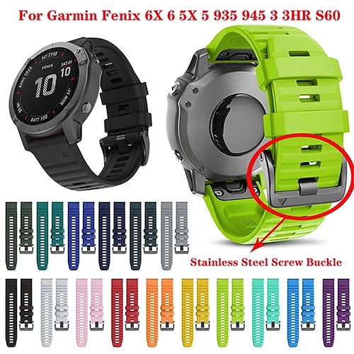 

Watch Band for Garmin Fenix 7 7X 6 6X Pro Forerunner 955 945 935 Instinct 2X Solar Epix Approach S62 S60 Marq Descent G1 Quatix Silicone Replacement Strap 26mm 22mm Quick Fit Sport Band Wristband