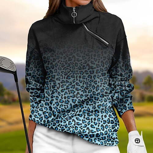 

Mujer Sudadera con capucha de golf Jersey de golf Sudadera Golf Mantiene abrigado Transpirable Dispersor de humedad Manga Larga Ropa de golf Camiseta Ajuste regular 1/4 cremallera Cuello alto