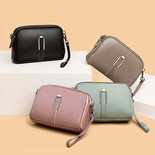 

Bolsos de cuero genuino de moda para mujer, bolso de hombro tipo bandolera de lujo para mujer, bolso de diseñador con 2 cremalleras, organizador de cambio para mujer, monedero pequeño