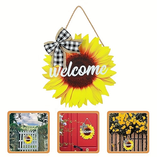 

Sunflower Door Sign Welcome Door Hanger For Front Door Decoration Spring Door Sign Sunflower 12Inch Welcome Wood Wreaths Door Hanging Farmhouse Porch Wall Decor Indoor Outdoor