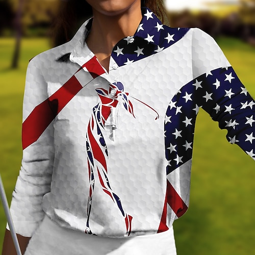 

Mulheres Camisa polo de caminhada Camisa de golfe Pólo de botões Respirável Secagem Rápida Pavio Humido Manga Longa Vestuário de golfe Roupas de golfe Normal Leopardo Primavera Outono Tênis Golfe