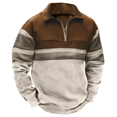 

Herren Reißverschluss-Sweatshirt Braun Troyer Halber Reißverschluss Farbblock Sport Natur Täglich Festtage Strassenmode Basic Brautkleider schlicht Frühling Herbst Bekleidung Kapuzenpullover