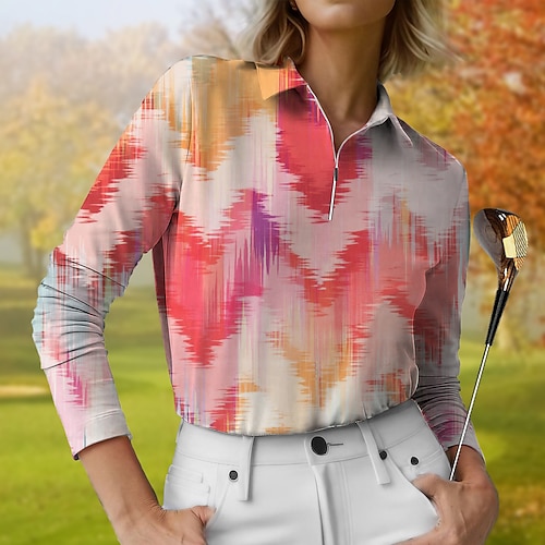 

Mujer Camisas de polo Camiseta de golf Transpirable Secado rápido Dispersor de humedad Manga Larga Ropa de golf ropa de golf Ajuste regular Cremallera Cuello alto Geométrico Primavera Otoño Tenis