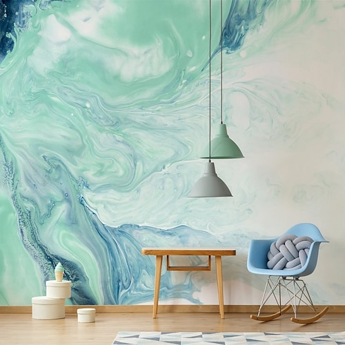 

Abstract Marble Wallpaper Mural Green Blue Marble Wall Covering Sticker Peel and Stick Removable PVC/Vinyl Material Self Adhesive/Adhesive Required Wall Decor for Living Room Kitchen Bathroom