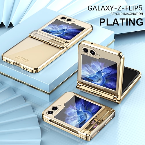 

Handy Hülle Handyhüllen Für Samsung Galaxy Z Flip 5 Z Flip 4 Z Flip 3 Rückseite Stoßresistent Retro Rüstung TPU PU-Leder