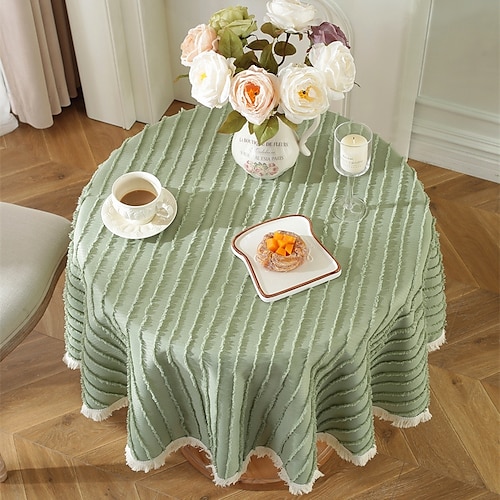 Round Tablecloth Avocado Green Cut Flower Coffee Table Cover Cloth