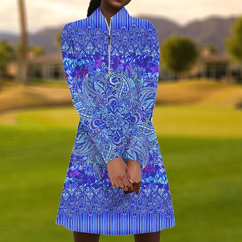 

Femme Robe de tennis robe de golf Respirable Séchage rapide Evacuation de l'humidité manche longue Robes Vêtements de golf Standard 1/4 Zip Cachemire Printemps Automne Tennis Le golf Pickleball
