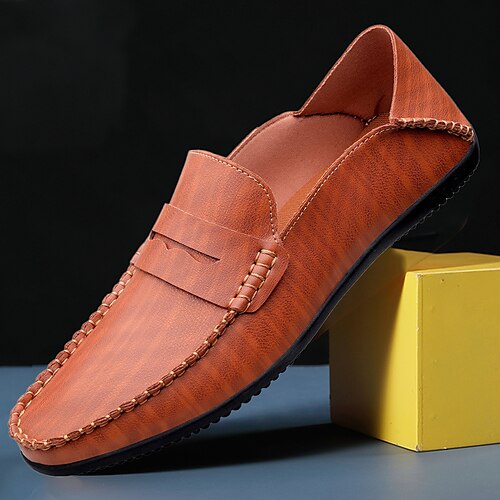 

Herren Loafer Slip On Komfort-Müßiggänger Vintage Brautkleider schlicht Outdoor Täglich Wanderschuhe Leder Warm Körpergröße erhöhen Komfortabel Rot Braun Gelb Braun Schwarz Winter