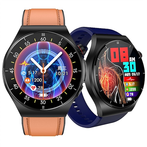 

696 ET340 Relógio inteligente 1.46 polegada Relógio inteligente Bluetooth ECG PPG Monitoramento de temperatura Podômetro Compatível com Android iOS Masculino Chamadas com Mão Livre Lembrete de