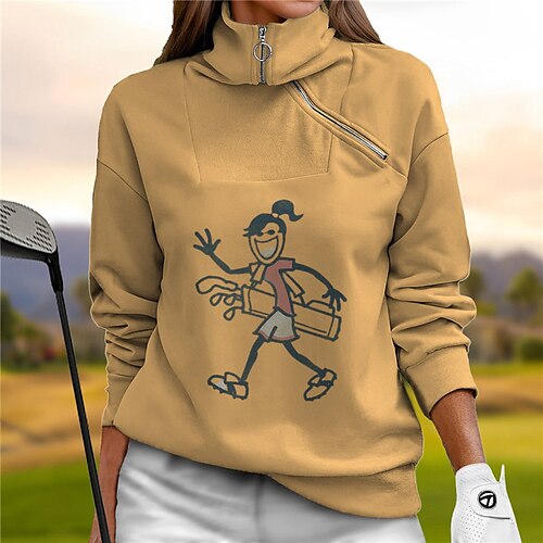 

Mujer Sudadera con capucha de golf Jersey de golf Sudadera Golf Mantiene abrigado Transpirable Dispersor de humedad Manga Larga Ropa de golf Camiseta Ajuste regular Cremallera Bolsillos laterales