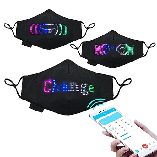 

unisex carga usb programable luminiscente conexión bluetooth pantalla led diy que brilla intensamente ilumina el protector de la cubierta de la cara