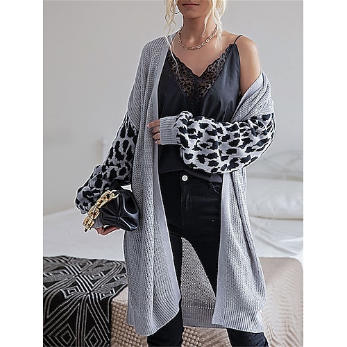 

Gilet Cardigan Maille Femme A côtes Tricoter Tunique énorme Couleur unie Ouvrir le devant mode Décontractées Extérieur du quotidien manche longue Eté Automne Gris S M L