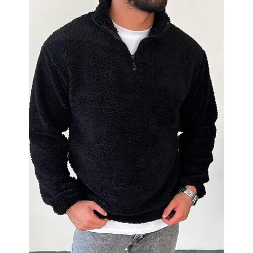 

Hombre Sudadera Sudadera con cremallera Negro Media cremallera Plano Deporte Diario Festivos Ropa de calle Casual Vellón fino Otoño invierno Ropa Sudaderas con capucha Sudaderas Manga Larga